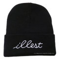 OEM Produce logotipo personalizado bordado invierno acrílico hecho punto Beanie Negro